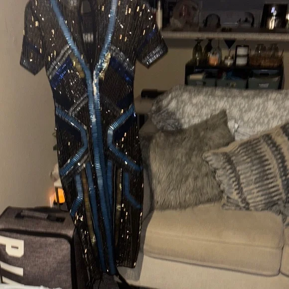 ASOS Black and Blue Beaded Dress size US 2 - Picture 2 of 3